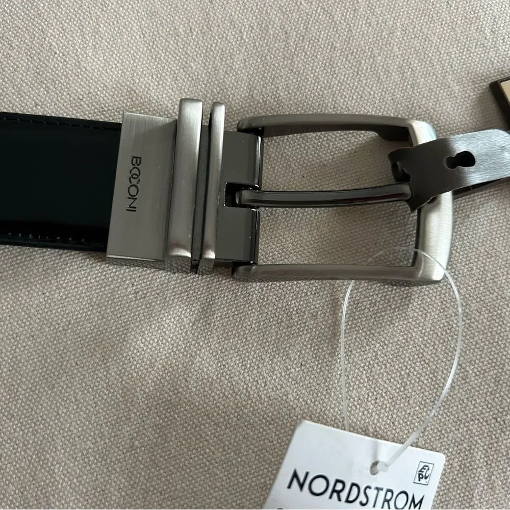 NEW Boconi Reversible Leather Belt in Black Brown Mens Size 38